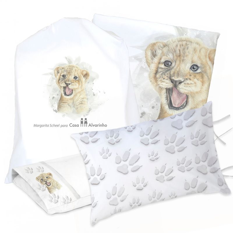 MARGARITA SCHEEL BY CASA ALVARINHO - JUEGO DE CAMA FUNDA DE PLUMÓN + SABANA BAJERA +2 FUNDAS ALMOHADA LEÓN VALIENTE 1,5 PLAZAS