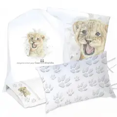 MARGARITA SCHEEL BY CASA ALVARINHO - JUEGO DE CAMA FUNDA DE PLUMÓN + SABANA BAJERA +2 FUNDAS ALMOHADA LEÓN VALIENTE 1,5 PLAZAS