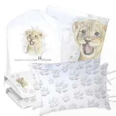 MARGARITA SCHEEL BY CASA ALVARINHO - JUEGO DE CAMA FUNDA DE PLUMÓN + SABANA BAJERA + 4 FUNDAS ALMOHADA LEÓN VALIENTE KING
