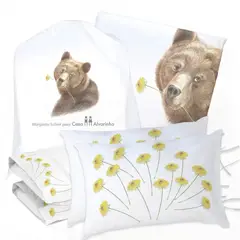 MARGARITA SCHEEL BY CASA ALVARINHO - JUEGO DE CAMA FUNDA DE PLUMÓN + SABANA BAJERA + 4 FUNDAS ALMOHADA OSA AMABLE KING