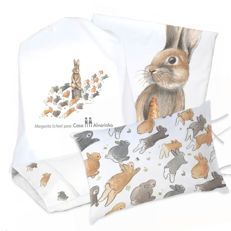 MARGARITA SCHEEL BY CASA ALVARINHO - JUEGO DE CAMA FUNDA DE PLUMÓN + SABANA BAJERA +2 FUNDAS ALMOHADA PEDRO RABBIT 1 PLAZA