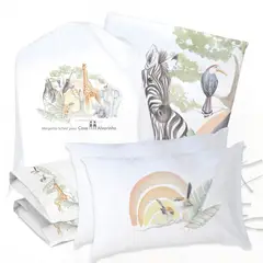 MARGARITA SCHEEL BY CASA ALVARINHO - JUEGO DE CAMA FUNDA DE PLUMÓN + SABANA BAJERA + 4 FUNDAS ALMOHADA SAFARI 2 PLAZAS
