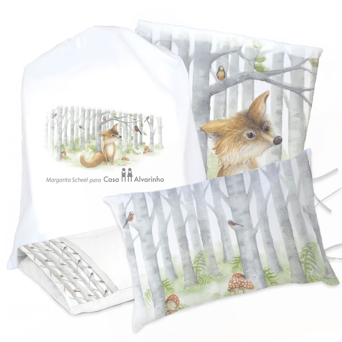 JUEGO DE CAMA FUNDA DE PLUMÓN + SABANA BAJERA +2 FUNDAS ALMOHADA ZORRITO 1,5 PLAZAS, marca MARGARITA SCHEEL BY CASA ALVARINHO - Foto Principal