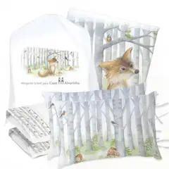 MARGARITA SCHEEL BY CASA ALVARINHO - JUEGO DE CAMA FUNDA DE PLUMÓN + SABANA BAJERA + 4 FUNDAS ALMOHADA ZORRITO SUPER KING