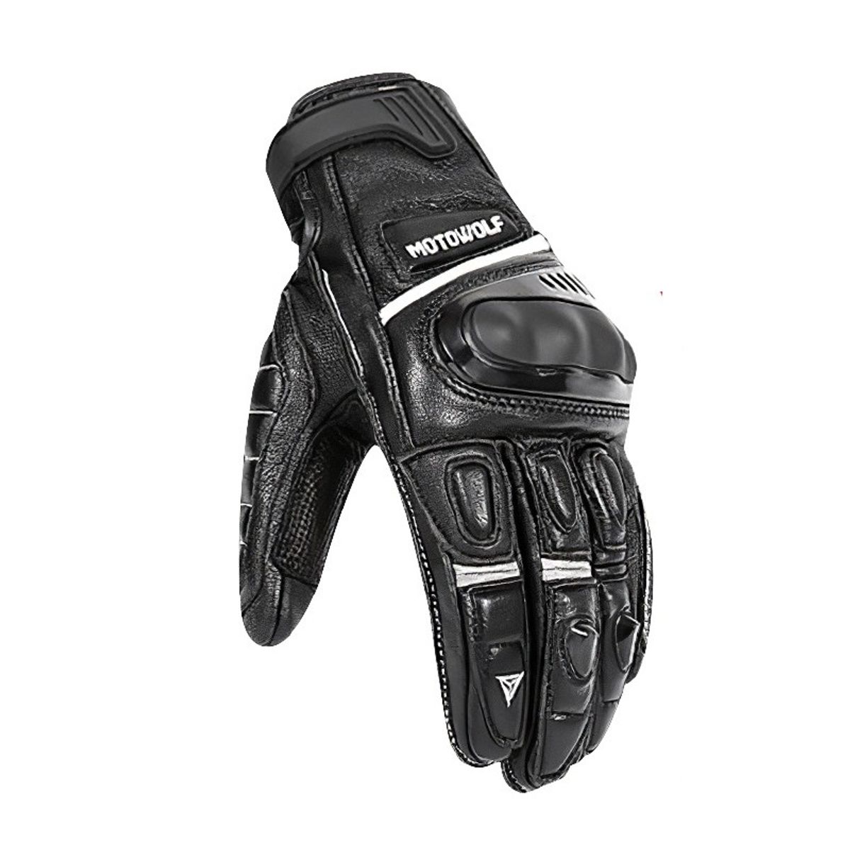 MOTOWOLF - Guantes de Cuero para motociclismo Motowolf 0306 - Negro