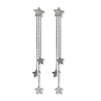 Aros Colgantes Estrellas Satinadas Plata Fina 925