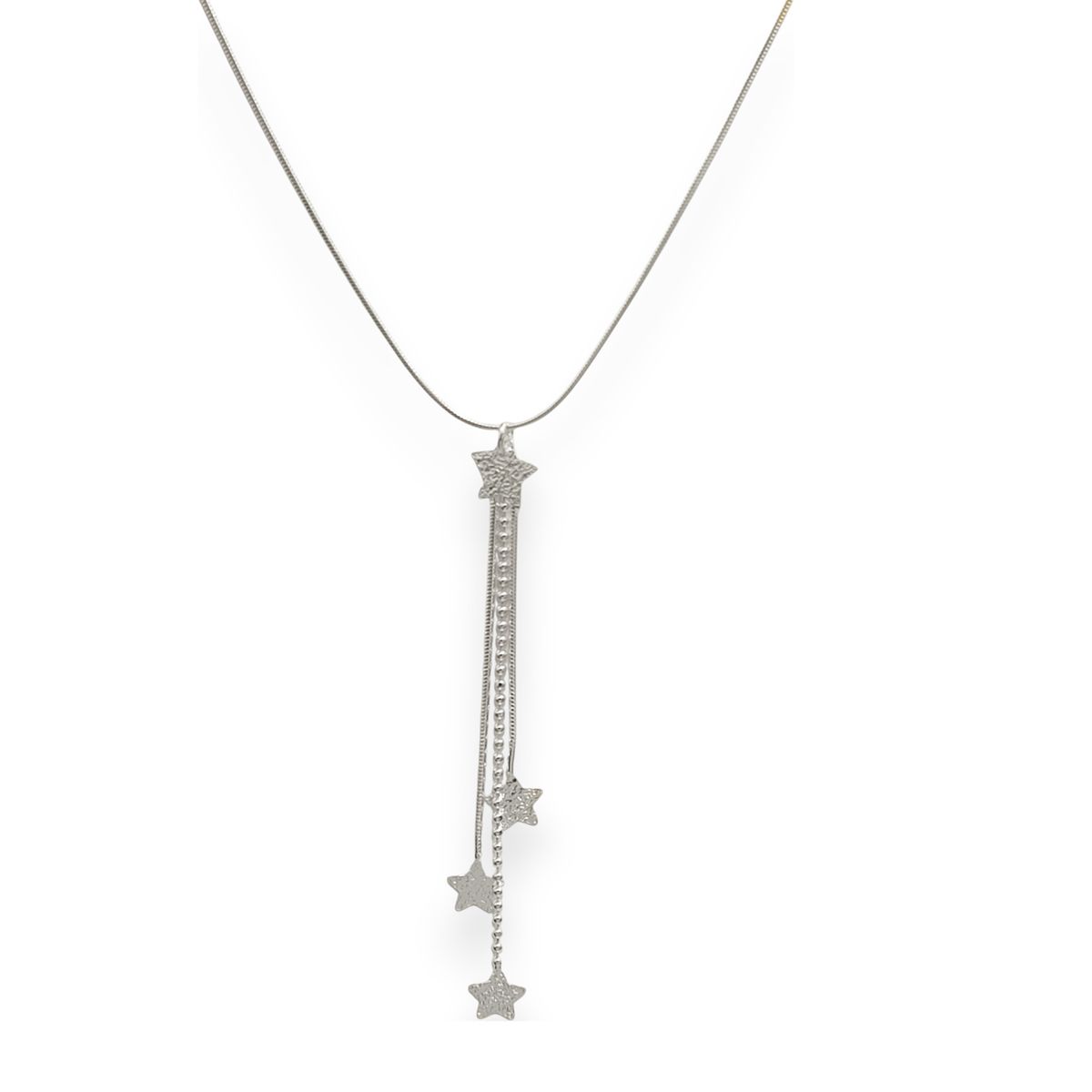 COGGIOLA - Collar Estrellas Colgantes Cadena Cola De Topo Plata Fina 925
