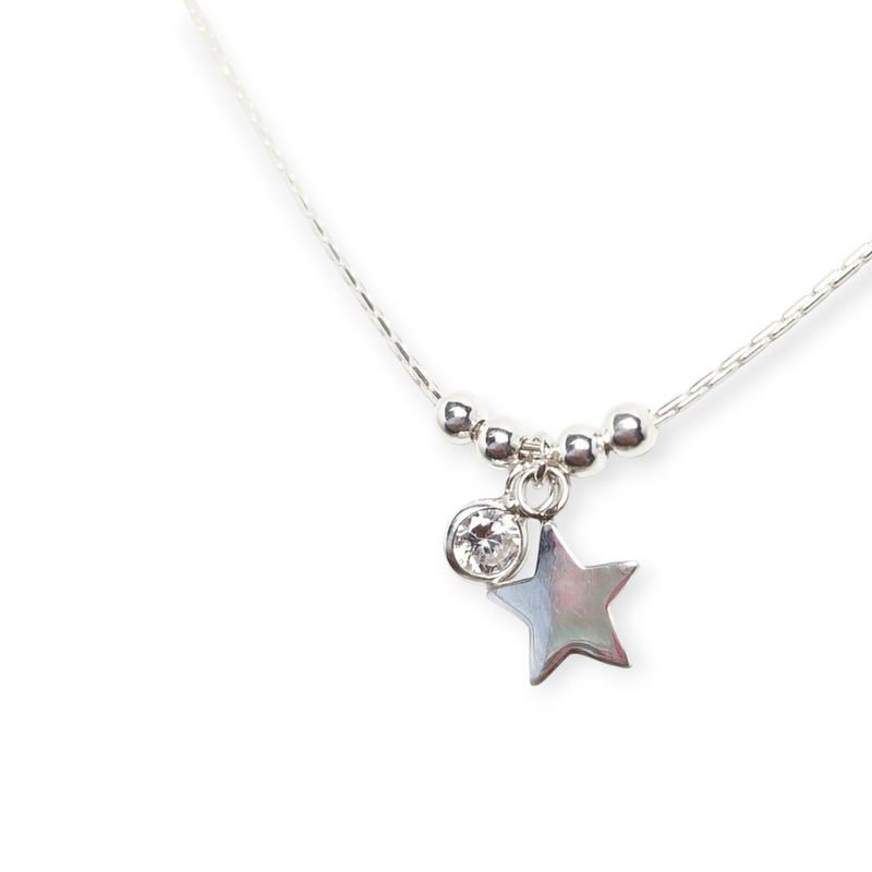 ANDREA COGGIOLA JOYAS - Collar Choker Estrella Bolas Circón Plata Fina 925