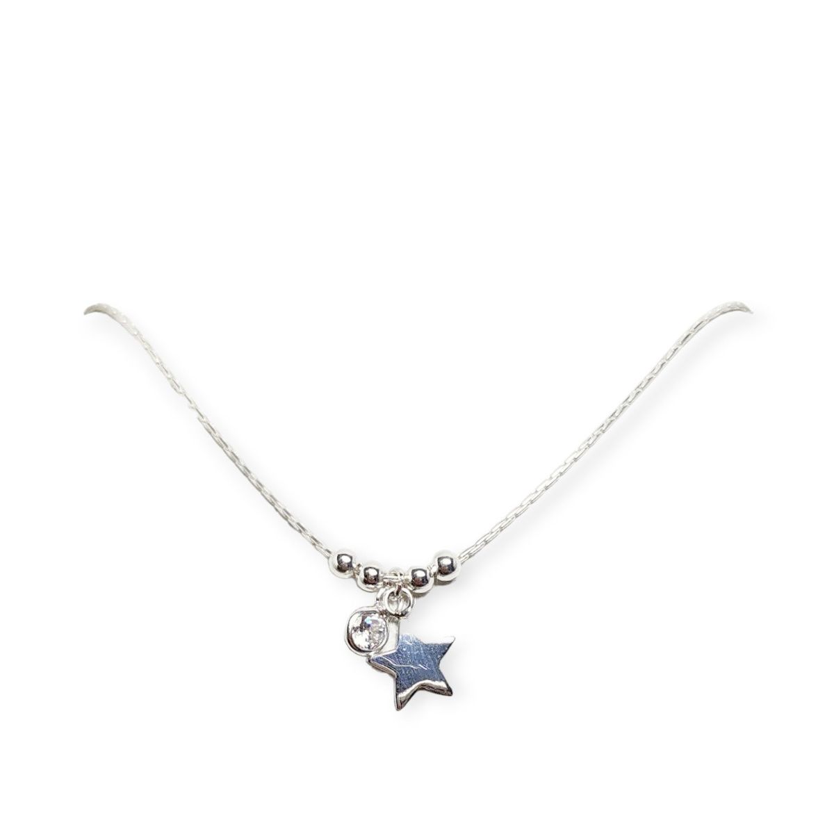 COGGIOLA - Collar Choker Estrella Bolas Circón Plata Fina 925