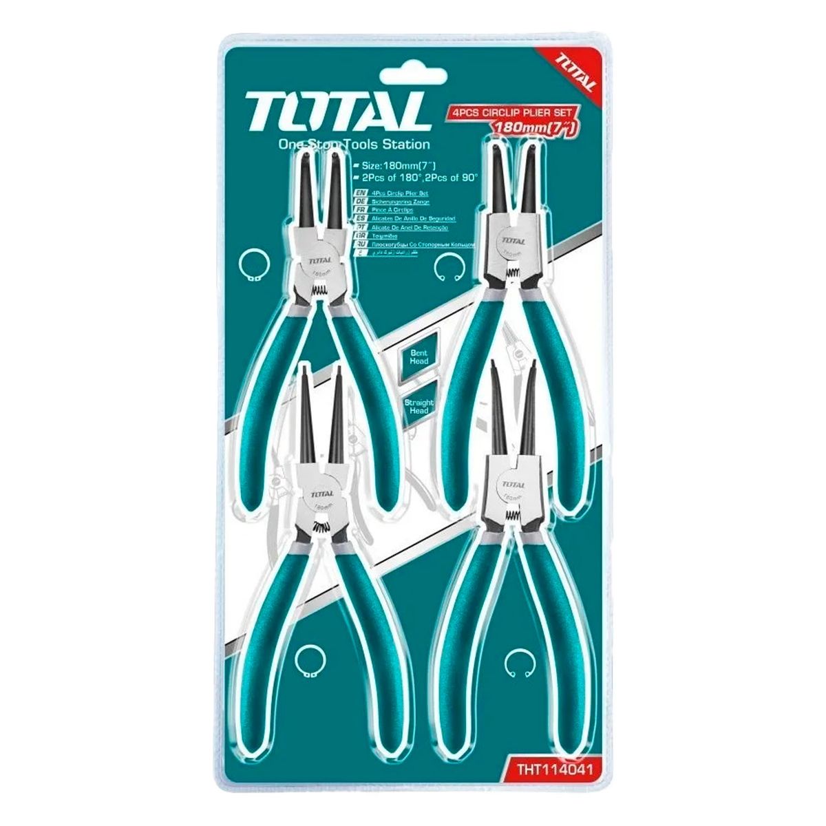 TOTAL TOOLS - Kit Juego Set Kit De Alicates Sacaseguros 7 Pulgadas
