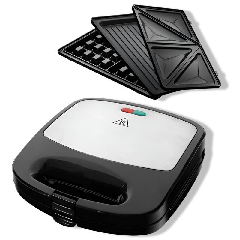 BLACK+DECKER - Sandwichera + Parrilla + Waflera Black + Decker WM2000S-CL - Gris