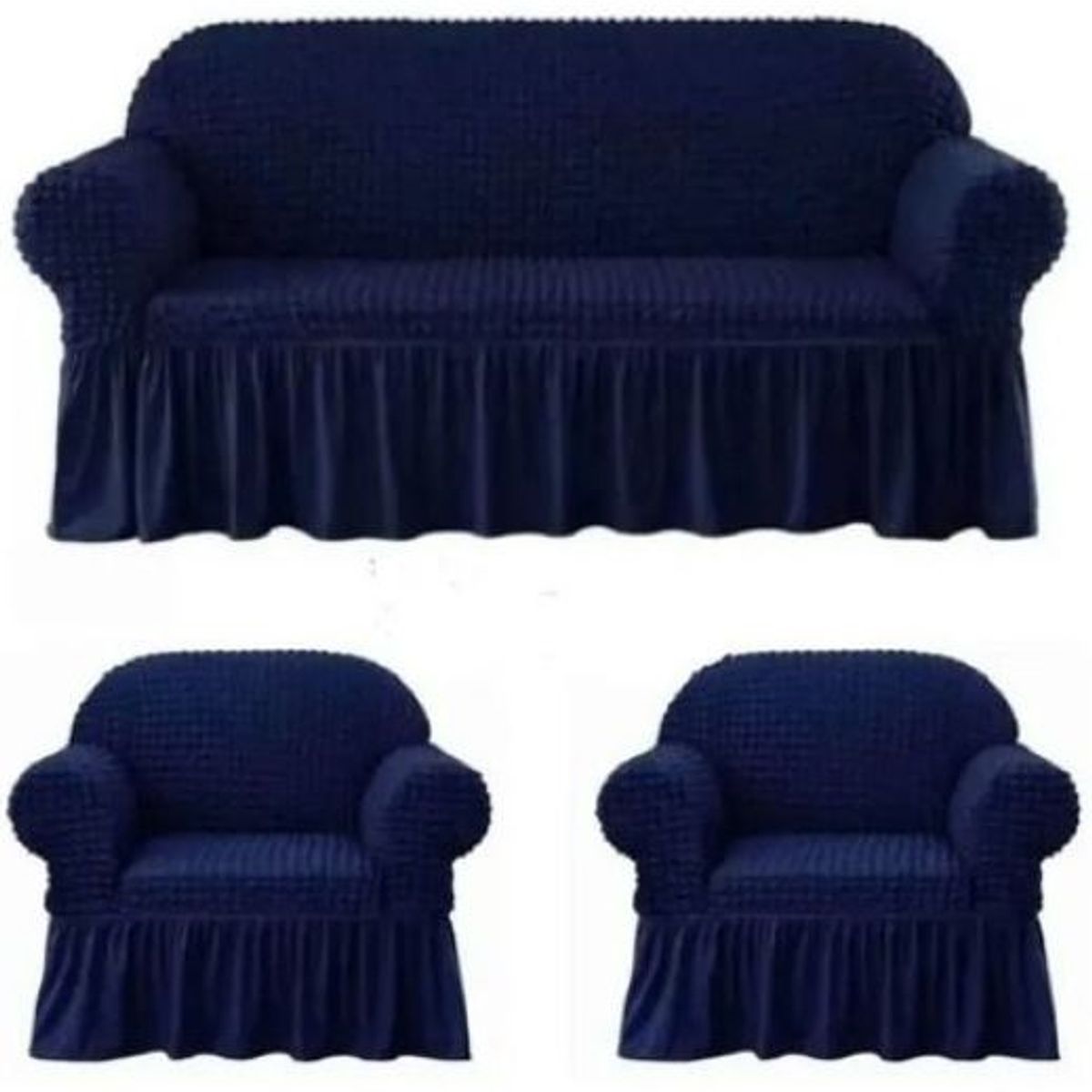 GENERICO - Set de Fundas Turcas 3 Cuerpos + 1 Cuerpo + 1 Cuerpo - Azul