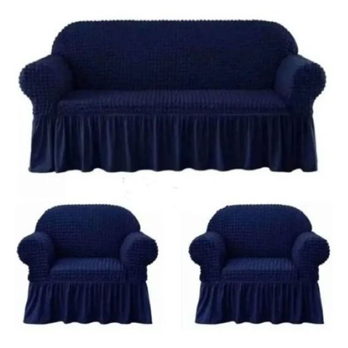 GENERICO - Set de Fundas Turcas 3 Cuerpos + 1 Cuerpo + 1 Cuerpo - Azul