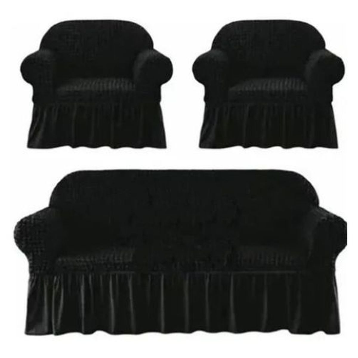 GENERICO - Set de Fundas Turcas 3 Cuerpos + 1 Cuerpo + 1 Cuerpo - Negro