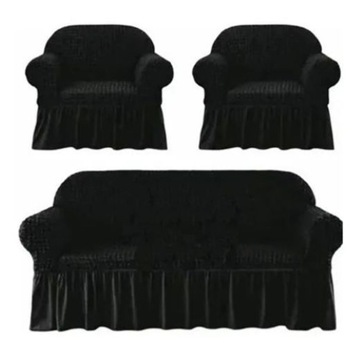 GENERICO - Set de Fundas Turcas 3 Cuerpos + 1 Cuerpo + 1 Cuerpo - Negro