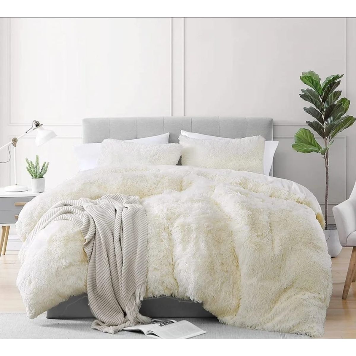 GENERICO - Cobertor de invierno peludos con chiporros 2 plazas Blanco
