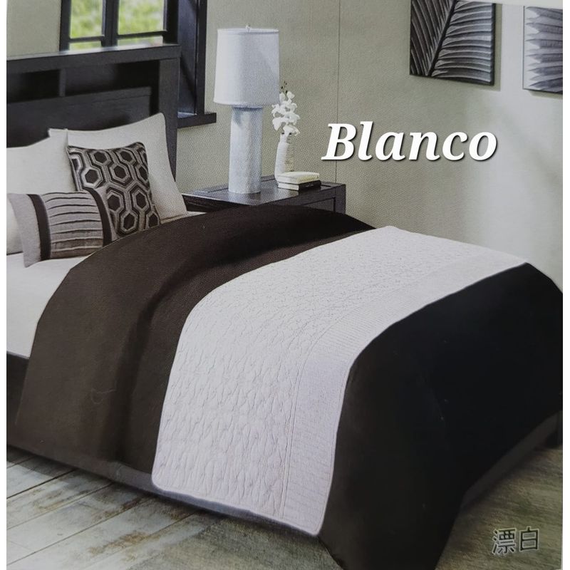 GENERICO - Piecera de Cama Polar con Tela Reversible - Blanco