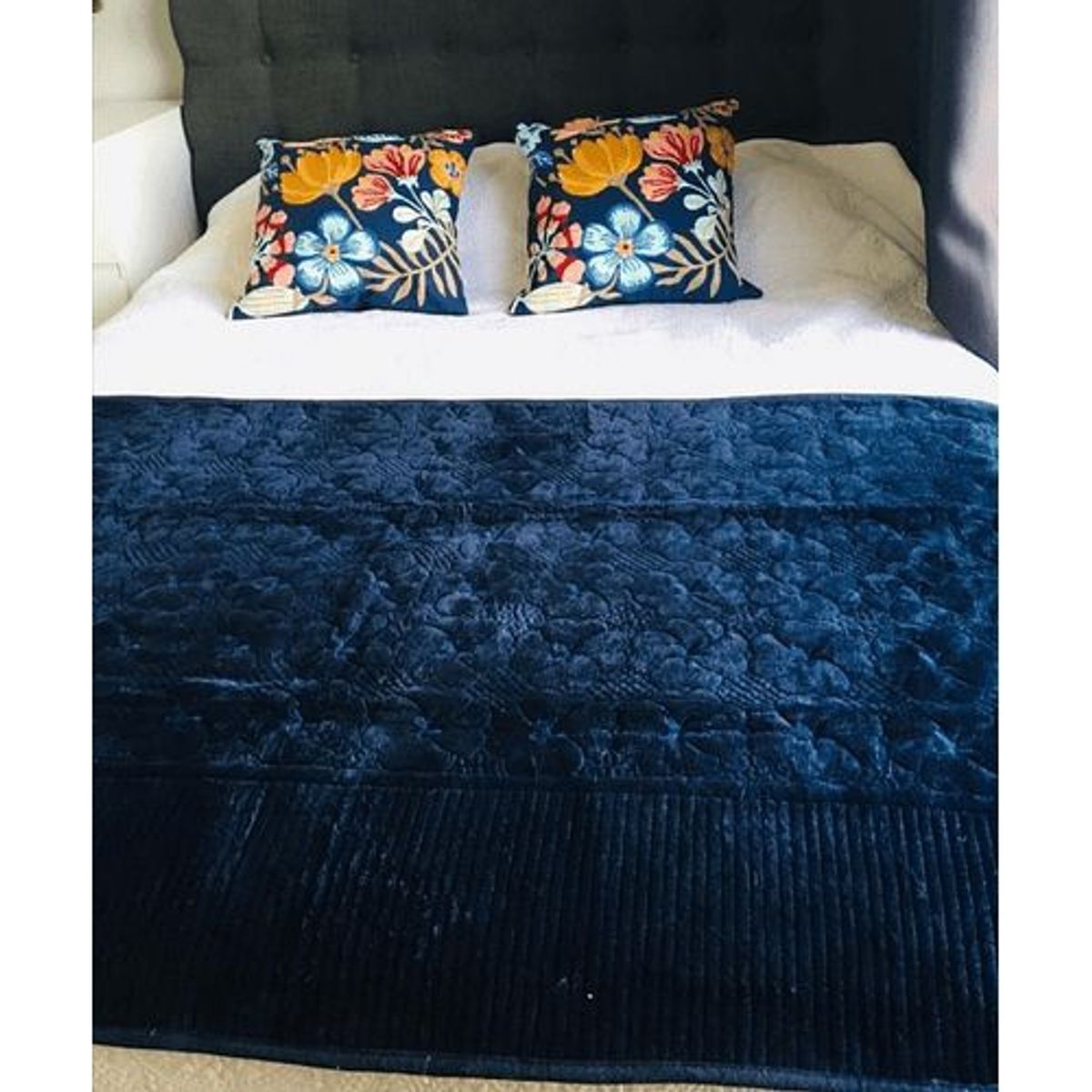 GENERICO - Piecera de Cama Polar con Tela Reversible - Azul