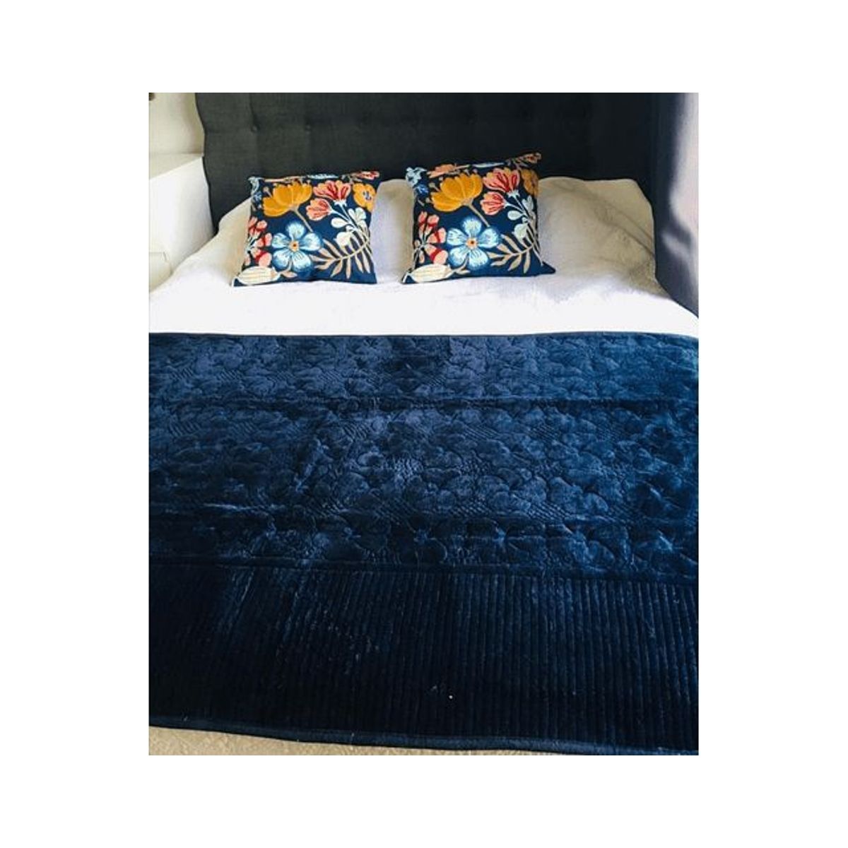 GENERICO - Piecera de Cama Polar con Tela Reversible - Azul