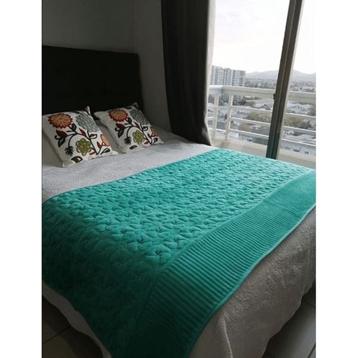 GENERICO - Piecera de Cama Polar con Tela Reversible - Turquesa