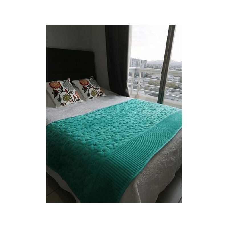 GENERICO - Piecera de Cama Polar con Tela Reversible - Turquesa