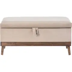 GENERICO - Banqueta con Baúl Incy Beige Felpa 120x50x40 cm Máxima Design
