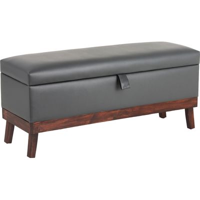 Imagen 2 del producto Banqueta con Baúl Incy Gris Eco Cuero 120x50x40 cm Máxima Design