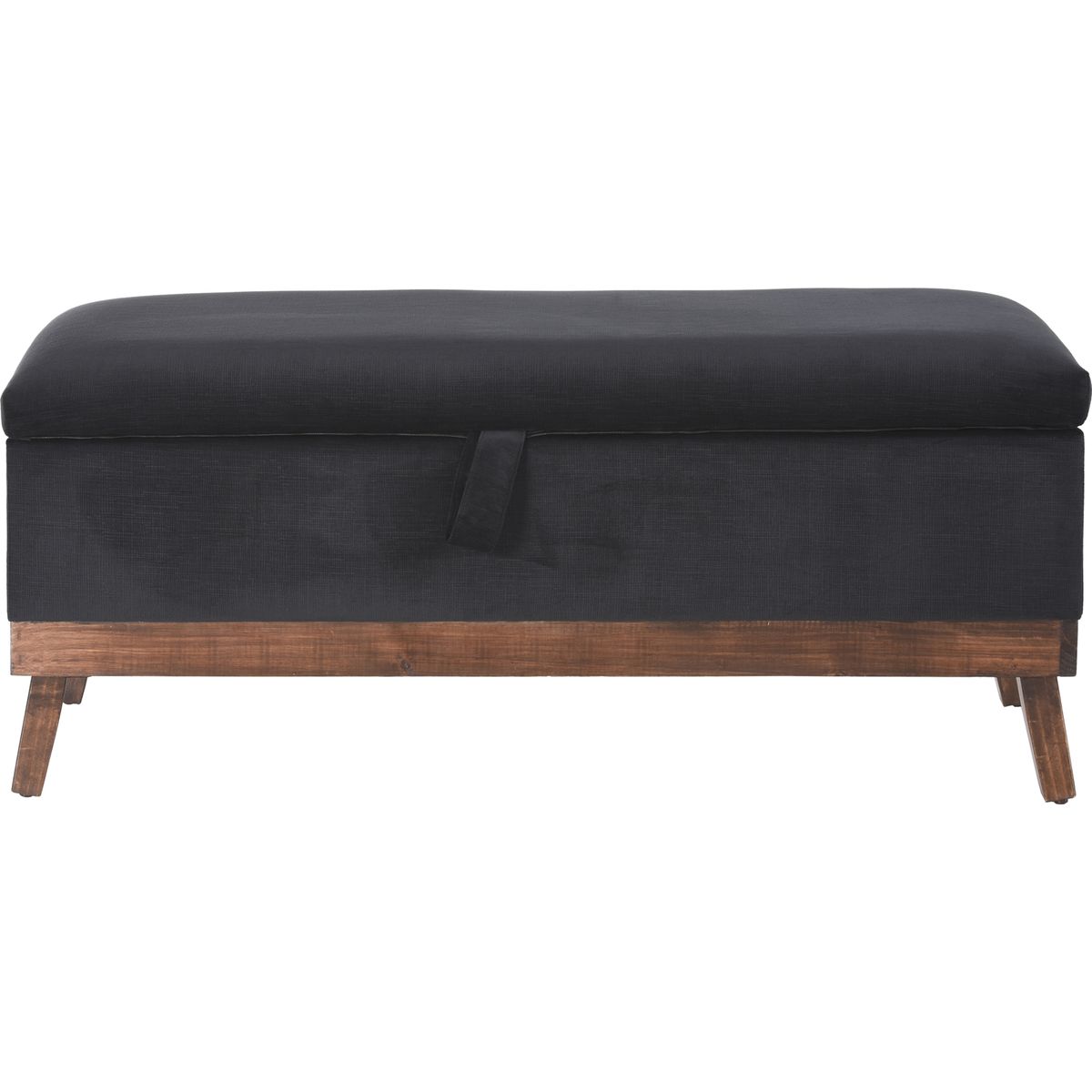 GENERICO - Banqueta Con Baúl Incy Negro Felpa 120x50x40 cm Máxima Design