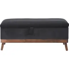 GENERICO - Banqueta Con Baúl Incy Negro Felpa 120x50x40 cm Máxima Design