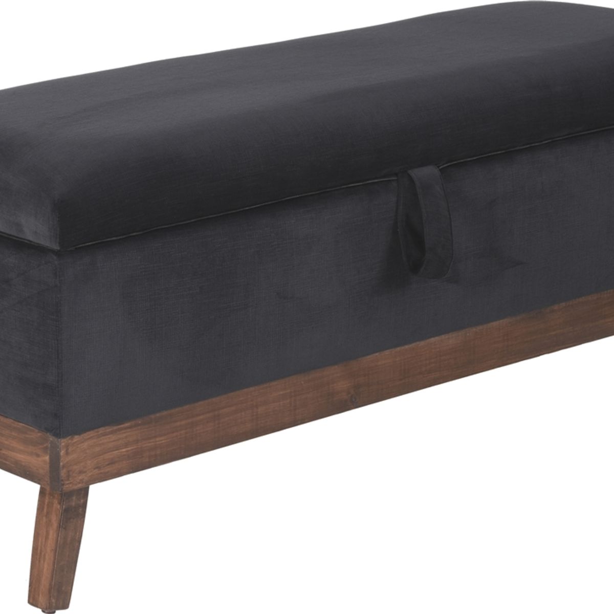 GENERICO - Banqueta Con Baúl Incy Negro Felpa 120x50x40 cm Máxima Design