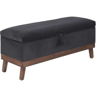 Imagen 2 del producto Banqueta Con Baúl Incy Negro Felpa 120x50x40 cm Máxima Design