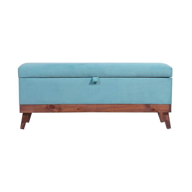 GENERICO - Banqueta Incy con Baúl Turquesa Felpa 120x50x40 cm de Máxima Design