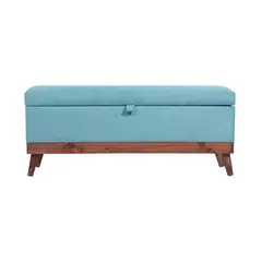 GENERICO - Banqueta Incy con Baúl Turquesa Felpa 120x50x40 cm de Máxima Design