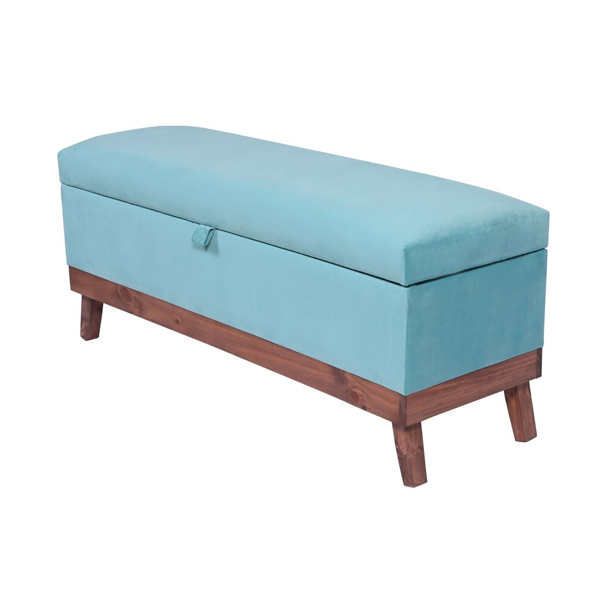 GENERICO - Banqueta Incy con Baúl Turquesa Felpa 120x50x40 cm de Máxima Design
