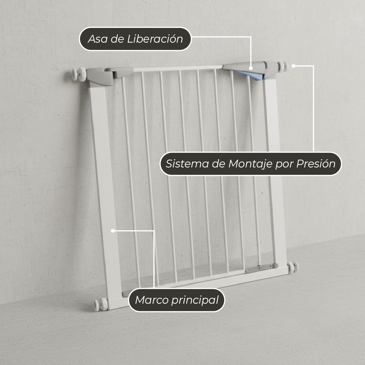 MON PETIT - Reja de Seguridad Escalera Para Bebe y Mascotas 76 a 83 Cm.