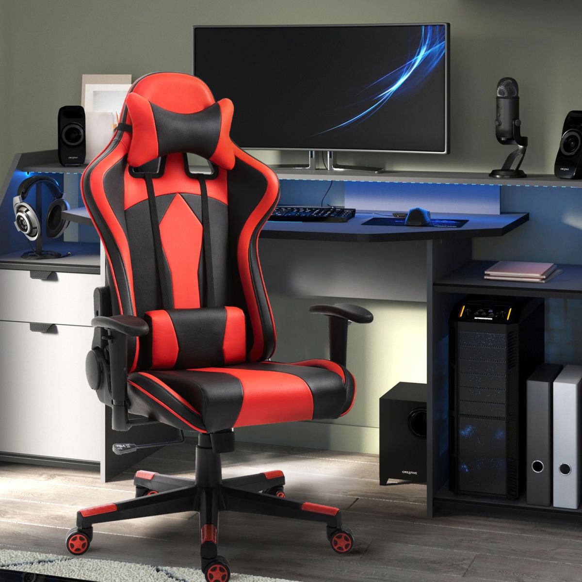 NOVAHUS - Silla gamer racing league reclinable 180° rojo