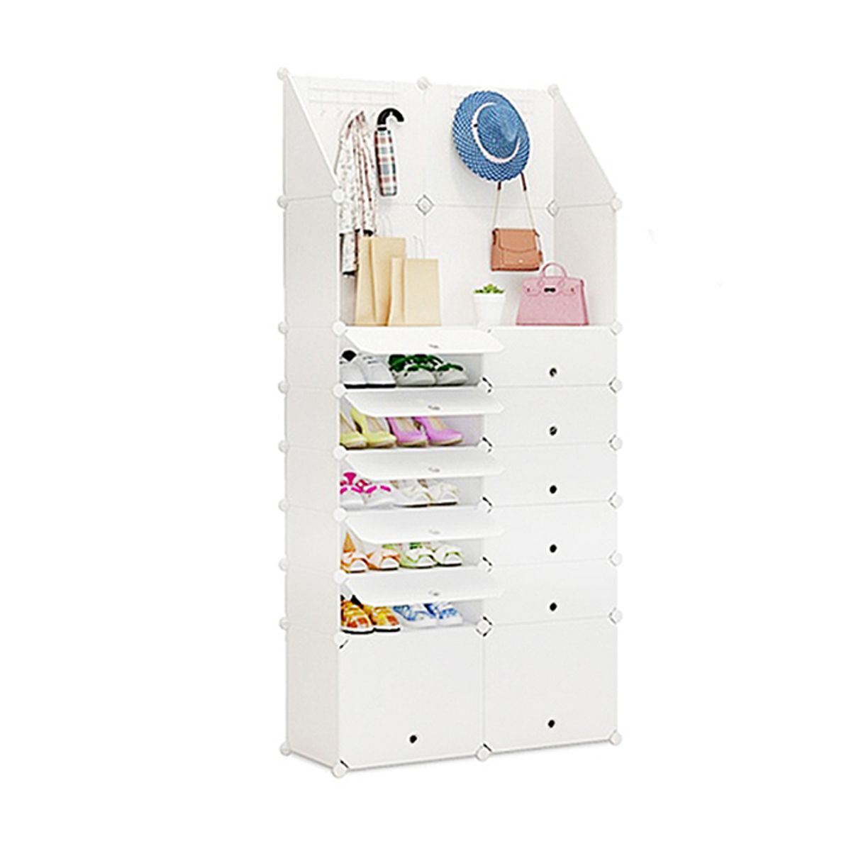 NOVAHUS - CLOSET ZAPATERO MODULAR MEDIANO 95x37x201 CM BLANCO
