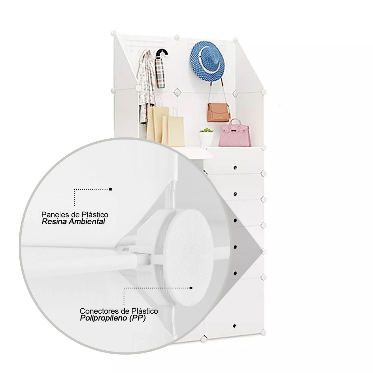 NOVAHUS - CLOSET ZAPATERO MODULAR MEDIANO 95x37x201 CM BLANCO