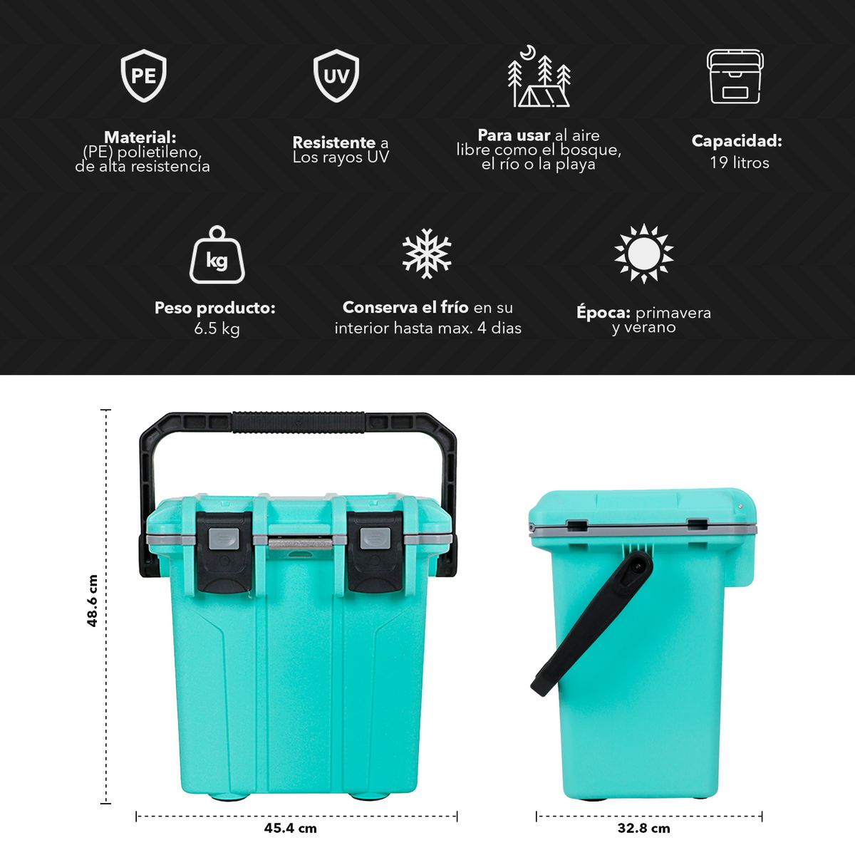 RUTTA - Cooler 19 L 4 Días de Retención de Hielo Turquesa
