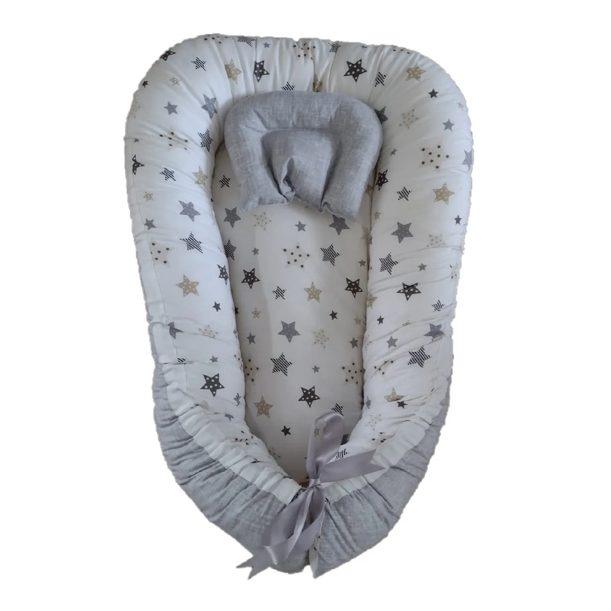GENERICO - Nido Colecho Blanco Estrellas Gris-Beige con Gris Jaspeado