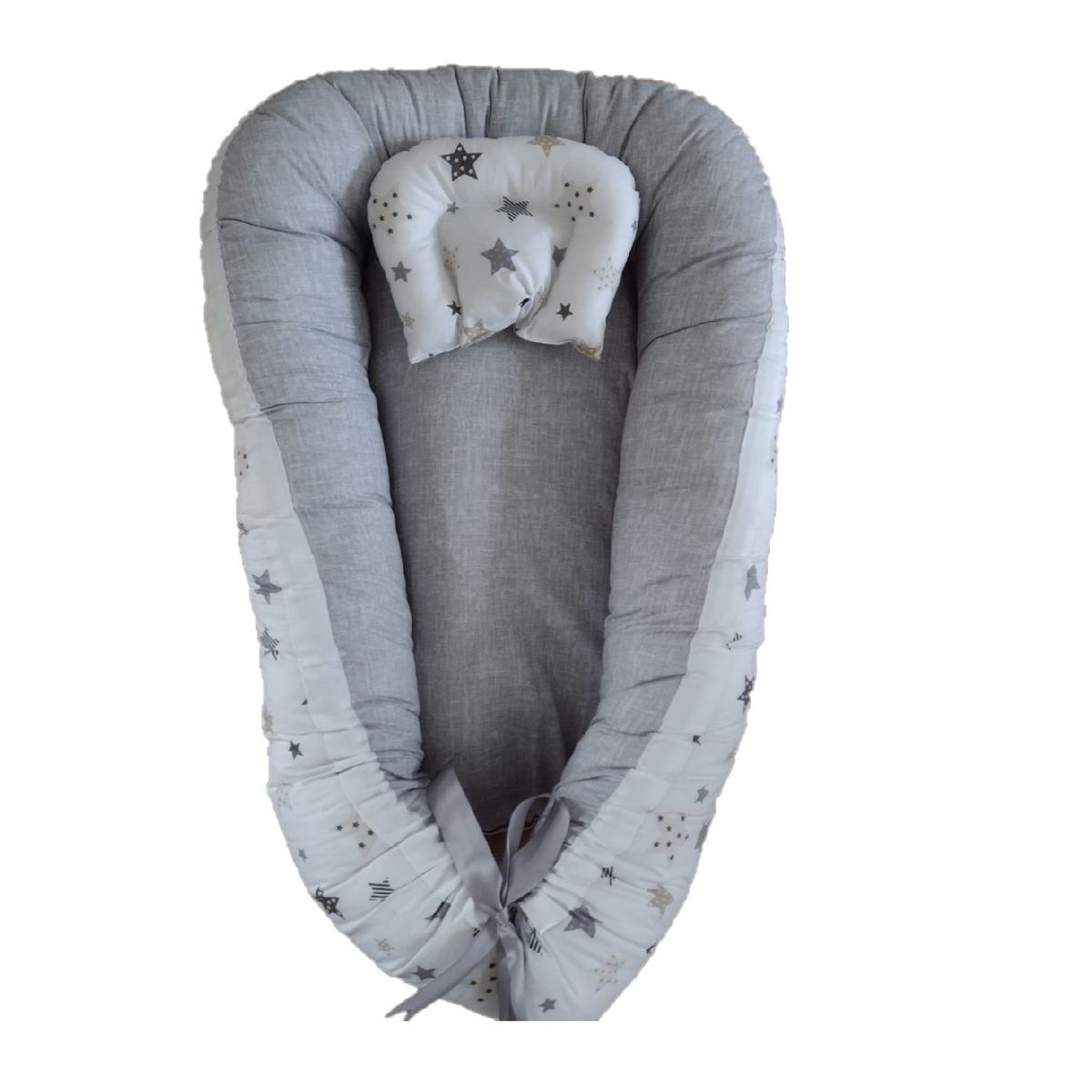 GENERICO - Nido Colecho Blanco Estrellas Gris-Beige con Gris Jaspeado
