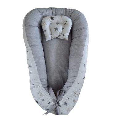 Imagen 2 del producto Nido Colecho Blanco Estrellas Gris-Beige con Gris Jaspeado