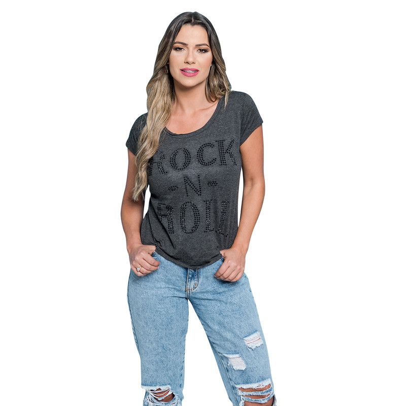 ROCK CAVIAR - POLERA MC PEDRERIA ROCK N ROLL GRAY RC-20