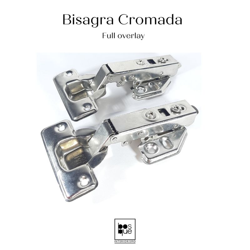 CASAS DEL BOSQUE - BISAGRA CROMADA FULL OVERLAY CIERRE SUAVE 2 UNIDADES.
