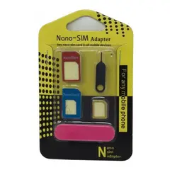GENERICO - Adaptador Nano Sim 4 En 1 Chip Micro Herramienta