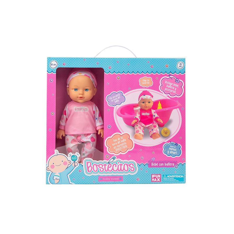BOSTECITOS - Muñeca Bebe De Juguete Bostecitos Con Bañera BOSTECITOS