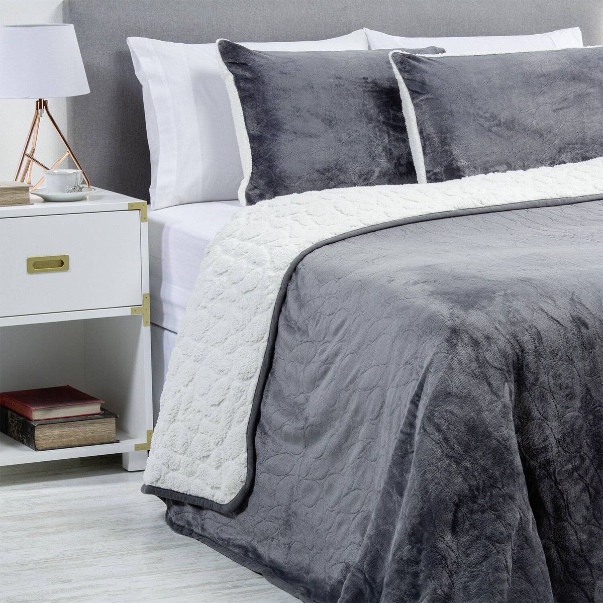 ZAHR - Cubrecama flannel sherpa king