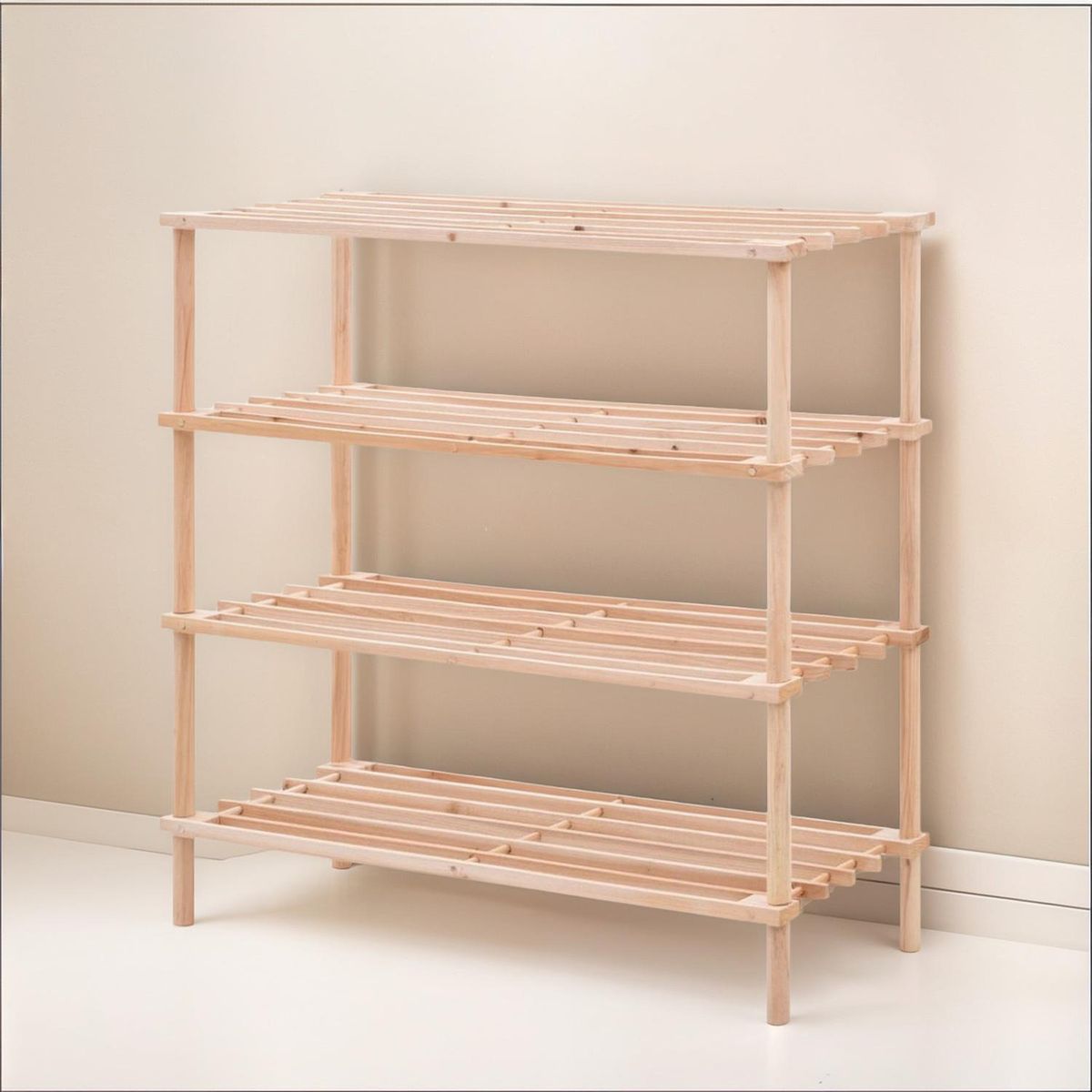 IMPORTCLICK - Zapatero Organizador De Madera Con 4 Niveles Café Claro Rectangular