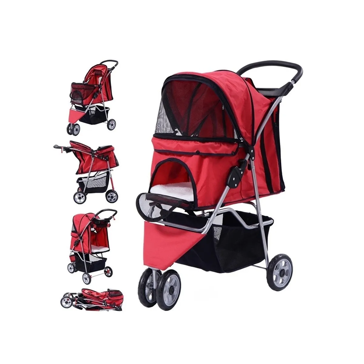 GENERICO - Coche Paseo Mascota Plegable Portatil 3 Ruedas