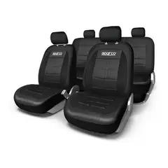 SPARCO - Fundas Cubreasiento Ecocuero Negro Universales
